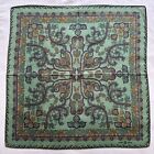 Vtg Handkerchief Green Cotton Flourish Floral Pattern Paisley Pocket Square 17 