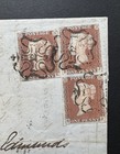 Great Britain 1841 Qv 1d Penny Red  12 In Maltese Cross  X3 On Cover To Suffolk