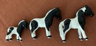 Vintage Lot Of 3 Porcelain Mini Black   White Horses  Japan  Graduated In Size