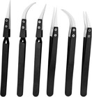 Bonsicoky 6-piece Precision Reverse Ceramic Tweezers Set  Black