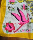 Vintage Florida Silk Souvenir Scarf State Map Flamingo 16 5  Square Bright Nwt