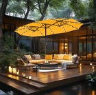 15ft Patio Large Umbrella Double Side Outdoor Market Umbrella W  Led Solar Light
