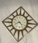 Vintage Mcm Brass Sunburst Wall Clock Mid Century Modern Works Model  81 United