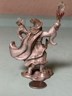 Fantasy Metal Wizard Figurine Statue With Gem-topped Staff And Crystal Orb