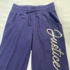 Justice Sweatpants Girls L 12 14 Navy Sequin Logo Joggers Drawstring Pockets