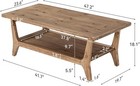 47 2-inch Rectangular Solid Wood Coffee Table With Storage Shelf For Living Room
