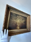 Antique 19th Century Seascape Ship Oil Painting Old Tonalist Moonlight Ocean Uk