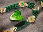 Jaywar Green Beaded Jewelry Set Necklace Bracelet Earrings Ethnic Women