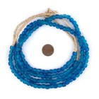 Aqua Swirl Recycled Glass Beads 7mm Ghana African Sea Glass Blue Round Handmade