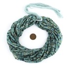 Roman Glass Cylinder Heishi Beads 4mm Afghanistan Green 15 Inch Strand