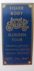 Fisher Body Brass Plaque Glidden Tour General Motors Technical Center 1967 