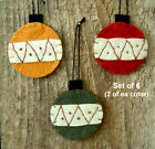  6 -- Christmas Bulb Felt Ornaments - Design On Both Sides - 2 25  X 2 50 