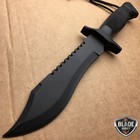 Black Tactical Hunting Fixed Blade Military Combat Survival Knife   Hard Sheath