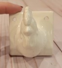 Vintage Ceramic Rooster Head French White Apron Towel Holder Kitchen