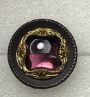 Antique Victorian Concave Metal Purple Cabochon Button
