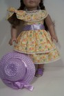 Yellow Summer Dress Bow Lavender Hat Doll Clothes For 18 American Girl Kit  debs