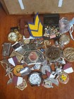 Junk Drawer Lot- Vintage  Metals Coins Lighters  Steam Pump   More