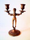 Old Antique Brass Candlesticks Matching Set Old Men Russian Style Pair Solid