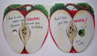 Worm In Apple Hallmark Vintage Birthday Greeting Card  tt4