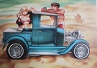Signed Keith Weesner Poster Print Vtg 1928 1929 Ford Hot Rod Pickup Surf Beach