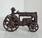 Antique Arcade Cast Iron Farm Tractor Toy With Original Red Paint 