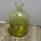 Green Glass Vase With Leaf Etching Stunning