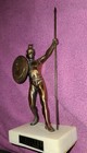 Achilles With Spear   Shield Troy Vintage Greece Bronze Copper Marble Statue 9 