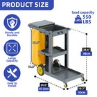 3 Shelves Cleaning Janitorial Gray Service Cart 550 Lbs Pvc Yellow Bag Office
