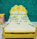 Miniature Dollhouse Furniture Artisan Hand Painted Swan Bed