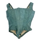 Gorgeous Antique Blue Green Corset  Bodice Victorian Edwardian Top