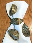 Heavy Antique Brass Leaf Pattern Napkin Rings 1 75    X  1 75  Set 4