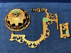 Cast Iron Victorian Vintage Wall Mount Oil Lamp Complete Swing Arm Gold Bracket
