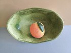 Vintage Porcelain Pottery Ceramic Green Glazed Oval-shaped Planter Pot Bowl