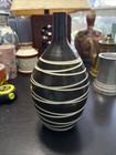 Vintage Black And White Striped Vase 10 5 Tall Mid Century Modern