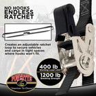 1in X 4ft Easy-grip Endless Ratchet Straps  Black 2-pack