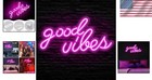Safety Led Good Vibes Neon Sign - 16 1 Inch Wall Decor For Positive Energy