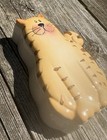 Vintage Unique Orange Tabby Kitty Cat Trinket Ceramic Jewelry Box Floral Inside