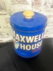 Vintage Maxwell House Coffee Tin Canister Lid Wood Knob Farmhouse Decor Vtg Blue