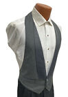 Men s Grey Tuxedo Vest With Satin Lapels Open Back Wedding Morning Dress S m