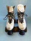 Vintage 80s Riedell White Leather Roller Skates W  Gyro Wheels Size 9