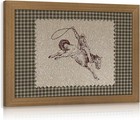 Wood Framed Western Cowboy Wall Art  Vintage Roping Horse Poster Print  Rusti   