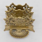 Vintage Cast Brass Letter Napkin Holder Desk Rack Decor Art Nouveau Victorian St