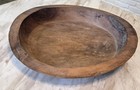 Huge Antique Vintage Rustic Out Of Round Hand-turned Wooden Wood Dough Bowl 19 