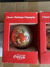 Vintage Coca-cola Classic Christmas Santa Ornaments Set Of 3 With Boxes