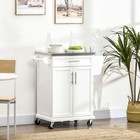 Rolling Kitchen Island On Wheels With Drawer  Spice Rack  White