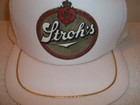 Vtg Unworn Stroh s Beer Licensed White Mesh Trucker Snapback Hat