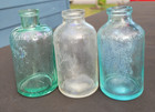 Vintage Antique Lot Of 3 Bottles Davis O k  Baking Powder   Blue   Green   Clear