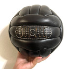 Handmade 1930 World Cup Soccer Ball   black Vintage Leather   Sports Gift For Dad