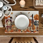 4 Pcs Pumpkin House Tree Fall Placemats 12 X 18 Inch Orange