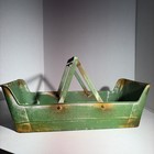 Vintage Style Large Rustic Green Garden Harvest Metal Basket Tote Carrier Decor